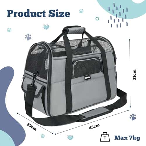 Lemmiklooma transpordikott – hingav, eemaldatav, reguleeritav suurus M, värv hall (Zavothy)