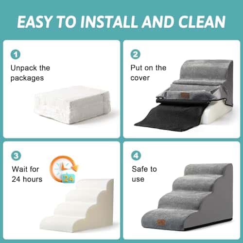 Lemmiklooma trepid – libisemiskindel, pestav suurus 4 Stufen (40x72x50cm), värv hall (COZY KISS)