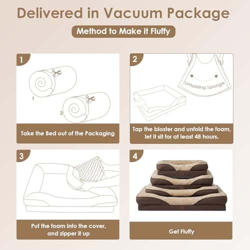 Koeravoodi – veekindel, libisemiskindel, ortopeediline suurus 76 × 51 × 16.5 cm (L × L × K), värv pruun (EHEYCIGA)