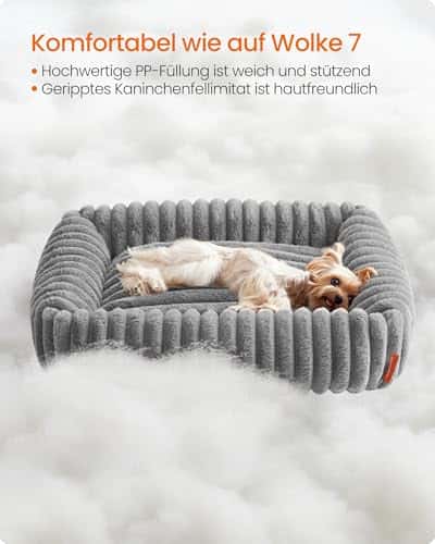 Koeravoodi – ortopeediline, pehme, kohev suurus M (71 × 55 × 18 cm), värv tuvi-hall (Feandrea)