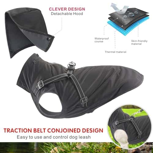 Koera vihmamantel – veekindel, helkiv, reguleeritav suurus XL, värv must (Mosucoirl)