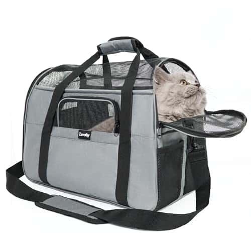 Lemmiklooma transpordikott – hingav, eemaldatav, reguleeritav suurus M, värv hall (Zavothy)