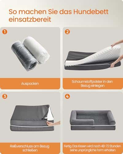 Koeravoodi – libisemiskindel, eemaldatav, ortopeediline suurus P 106 × L 71 × K 18 cm, värv helehall (Feandrea)