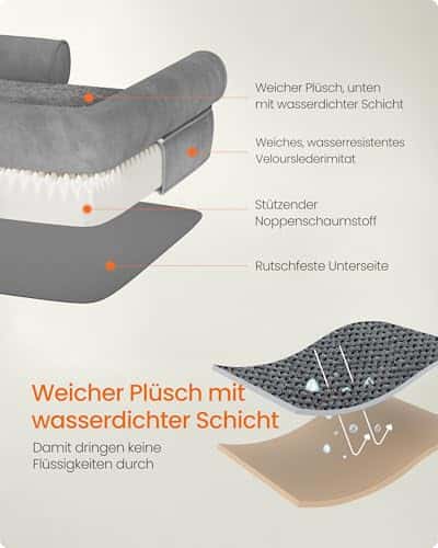 Koeravoodi – libisemiskindel, eemaldatav, ortopeediline suurus P 106 × L 71 × K 18 cm, värv helehall (Feandrea)