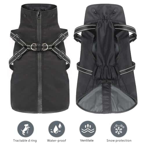 Koera vihmamantel – veekindel, helkiv, reguleeritav suurus XL, värv must (Mosucoirl)