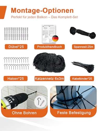 Kassi kaitsevõrk (rõdule/aknasse) – tugevdatud suurus 6x3m (NieKilig)