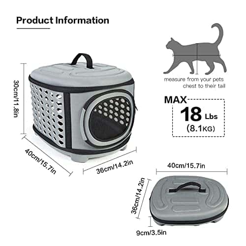Lemmiklooma transpordikott – kokkupandav, pehme suurus 36*40*30cm, värv hall (EASY JOY)