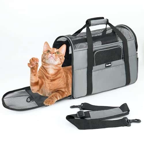 Lemmiklooma transpordikott – hingav, eemaldatav, reguleeritav suurus M, värv hall (Zavothy)