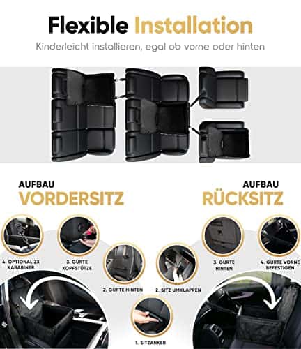 Koera autoistmekate – veekindel, eriti tugev, tugev suurus Standardgröße, värv must (HELDENWERK)