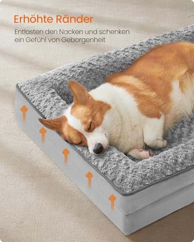 Koeravoodi – veekindel, eemaldatav, ortopeediline suurus L (91 × 68 × 16 cm), värv tuvi-hall (Feandrea)