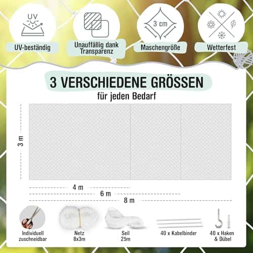 Kassi kaitsevõrk (rõdule/aknasse) – läbipaistev suurus 8x3 m (1er Pack), värv läbipaistev (Samtpfote)