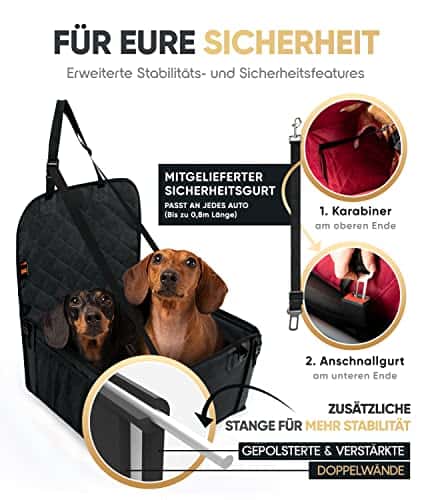 Koera autoistmekate – veekindel, eriti tugev, tugev suurus Standardgröße, värv must (HELDENWERK)