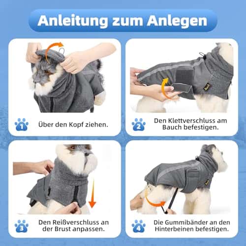 Koera mantel – veekindel, helkiv, soe suurus XXL, värv hall (SlowTon)