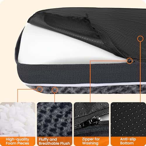 Koeravoodi – eemaldatav, ortopeediline, pestav suurus P 120 × L 74 × K 12 cm, värv tumehall (HMTOPE)