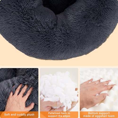 Koeravoodi – ortopeediline, mõnus, pestav suurus P 80 × L 80 × K 20 cm, värv tumehall (HMTOPE)