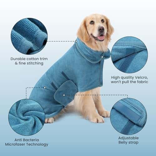 Koera vannimantel suurus L, värv sinine (PETTOM)