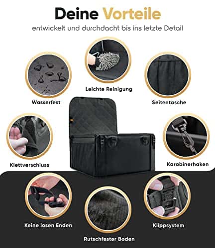 Koera autoistmekate – veekindel, eriti tugev, tugev suurus Standardgröße, värv must (HELDENWERK)