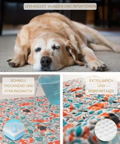 Lemmiklooma matt – veekindel, libisemiskindel, pestav suurus (L - 2 Stück) 90*80cm, värv türkiissinine Fuchsmuster (SILVERWOOF)