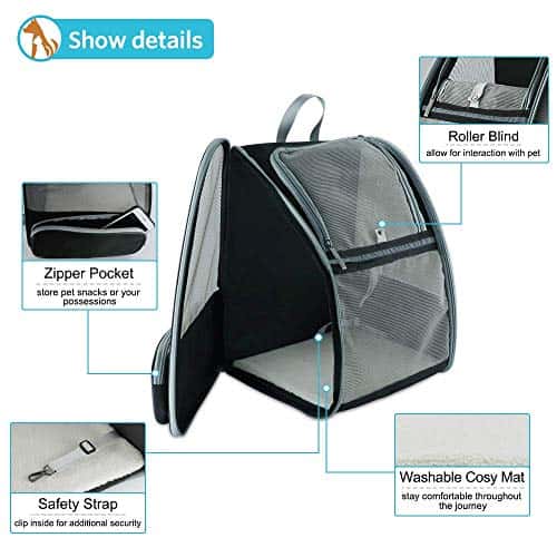 Lemmiklooma transpordikott – hingav, läbipaistev suurus P 42 × L 32 × K 38 cm, värv hall (Kiepoar)