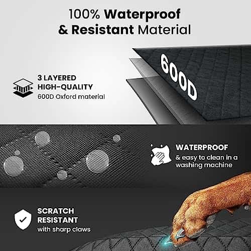 Pagasiruumi kaitsekate (koerale) – veekindel, libisemiskindel, pehme suurus Rückbank, värv must (Naloo's World)