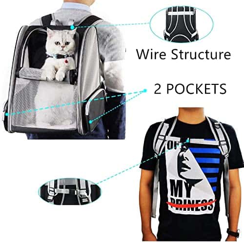 Lemmiklooma transpordikott – hingav, läbipaistev suurus P 42 × L 32 × K 38 cm, värv hall (Kiepoar)