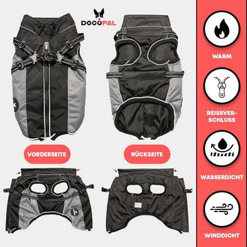 Koera vihmamantel – veekindel, helkiv, tuulekindel suurus #4, värv hall (DOGOPAL)