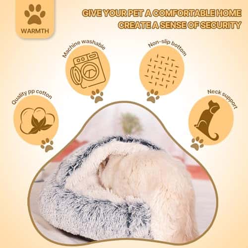 Koeravoodi – kohev, pestav suurus P 65 × L 65 × K 40 cm, värv hall (YAGE)