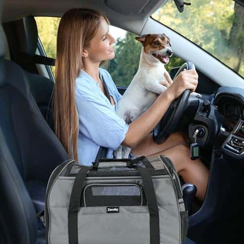 Lemmiklooma transpordikott – hingav, eemaldatav, reguleeritav suurus M, värv hall (Zavothy)