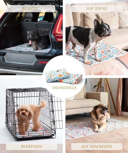 Lemmiklooma matt – veekindel, libisemiskindel, pestav suurus (L - 2 Stück) 90*80cm, värv türkiissinine Fuchsmuster (SILVERWOOF)