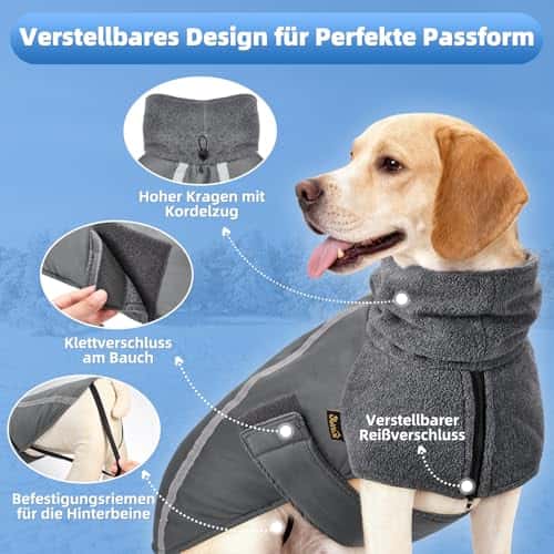 Koera mantel – veekindel, helkiv, soe suurus XXL, värv hall (SlowTon)