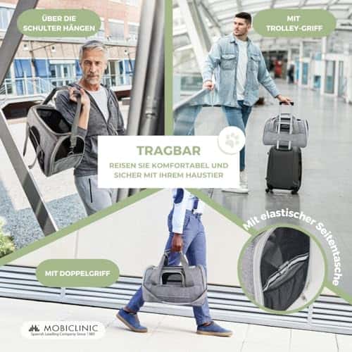 Lemmiklooma kandekott – reguleeritav, kokkupandav suurus Medium, värv hall (Mobiclinic)