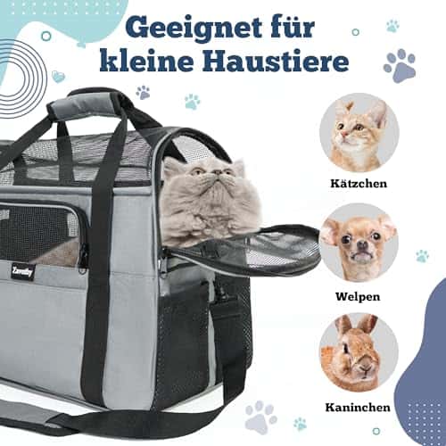 Lemmiklooma transpordikott – hingav, eemaldatav, reguleeritav suurus M, värv hall (Zavothy)