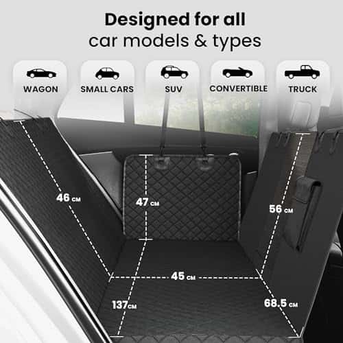 Pagasiruumi kaitsekate (koerale) – veekindel, libisemiskindel, pehme suurus Rückbank, värv must (Naloo's World)