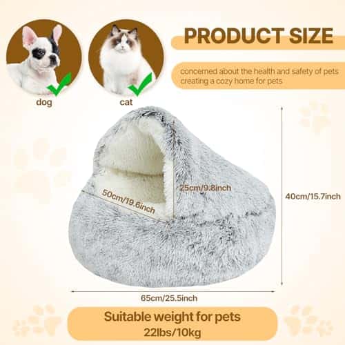 Koeravoodi – kohev, pestav suurus P 65 × L 65 × K 40 cm, värv hall (YAGE)