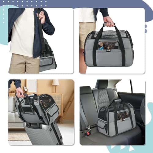 Lemmiklooma transpordikott – hingav, eemaldatav, reguleeritav suurus M, värv hall (Zavothy)