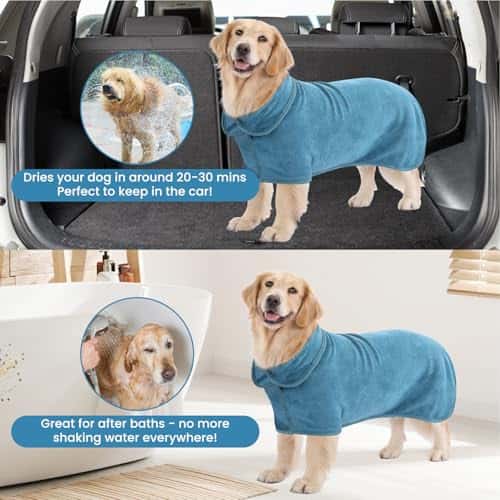 Koera vannimantel suurus L, värv sinine (PETTOM)