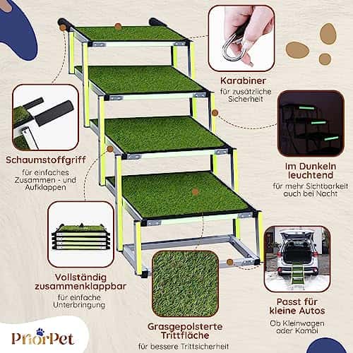 Lemmiklooma trepid – libisemisvastane, kokkupandav suurus 43_x_103_cm, värv roheline (PRIORPET)