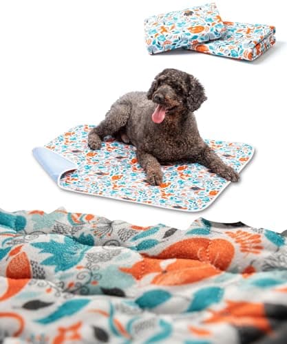 Lemmiklooma matt – veekindel, libisemiskindel, pestav suurus (L - 2 Stück) 90*80cm, värv türkiissinine Fuchsmuster (SILVERWOOF)