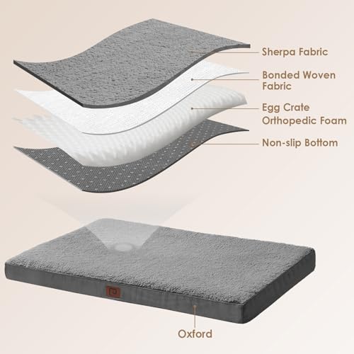 Koeravoodi – ortopeediline, kohev, pestav P 89 × L 58 × K 9 cm beež (EHEYCIGA) - Image 3