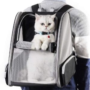 Lemmiklooma transpordikott – hingav, läbipaistev suurus P 42 × L 32 × K 38 cm, värv hall (Kiepoar)