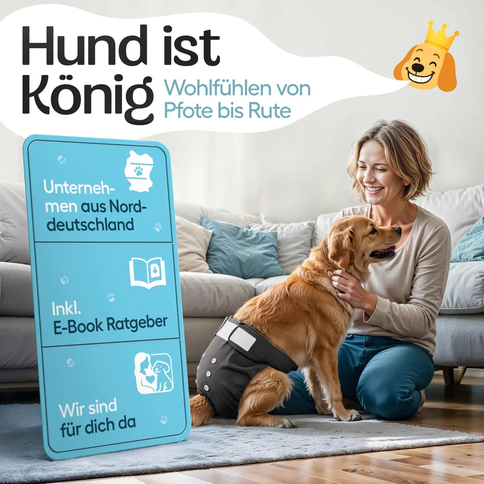 HUND IST KÖNIG Windeln Hund L mähkmed detailne lähivaade 7