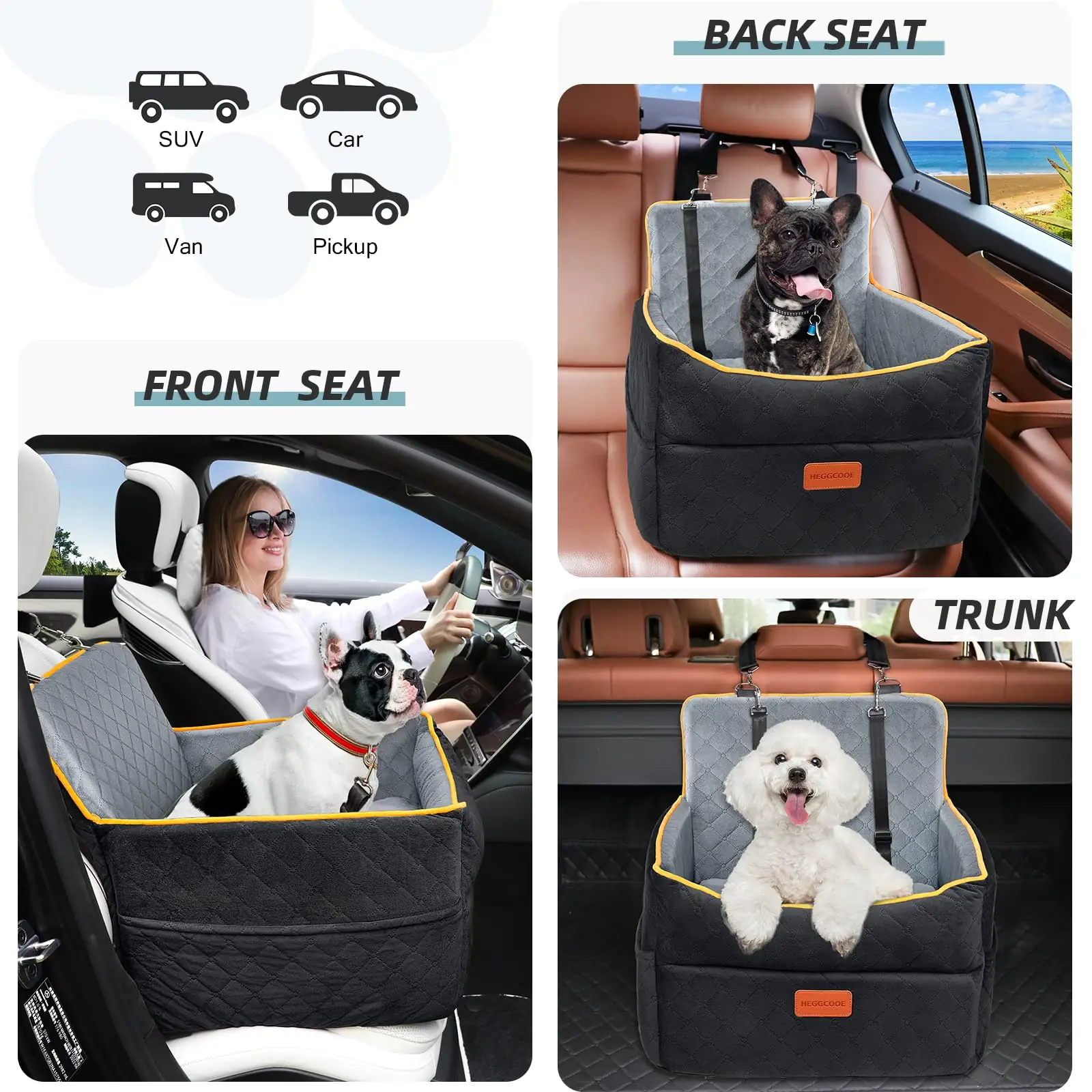 HEGGCOOE car seat-L koera- ja autoistmed tagantvaade
