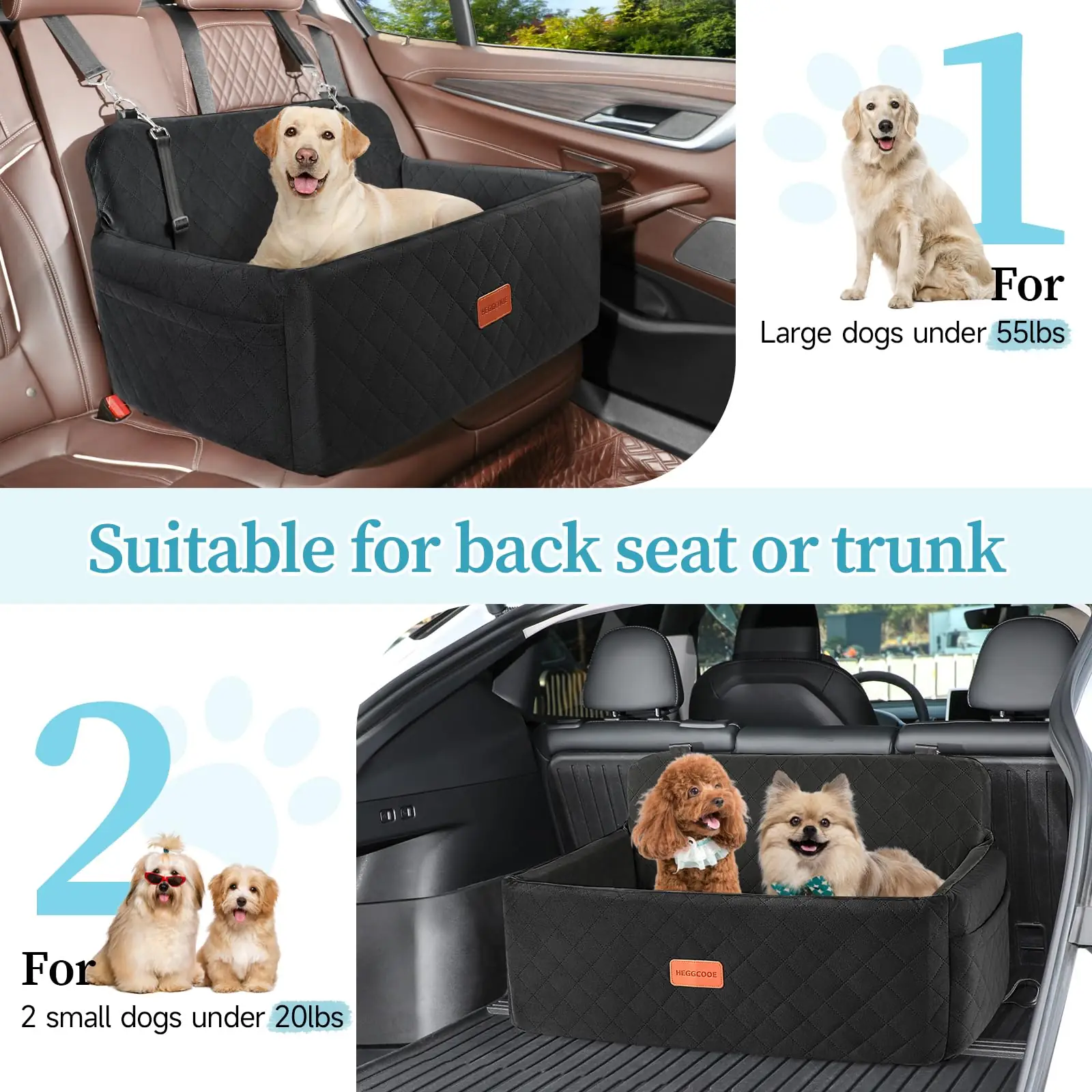 HEGGCOOE 75-SD-Car Seat koera- ja autoistmed tagantvaade