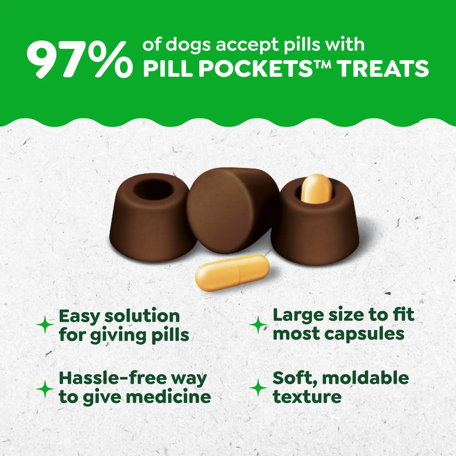 Koeramaius Pill Pockets pardiliha-hernese tekstuur lähedalt