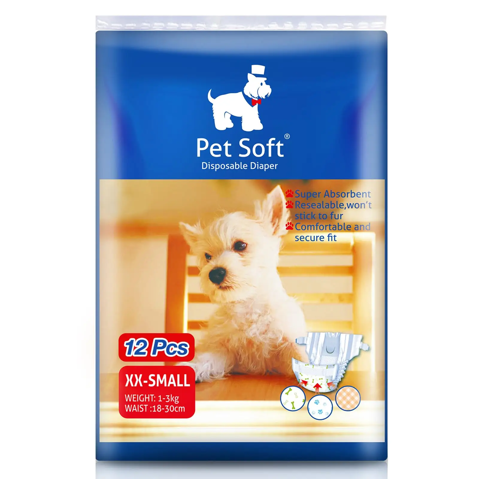 Pet Soft ühekordne XXS koeramähk eesvaade