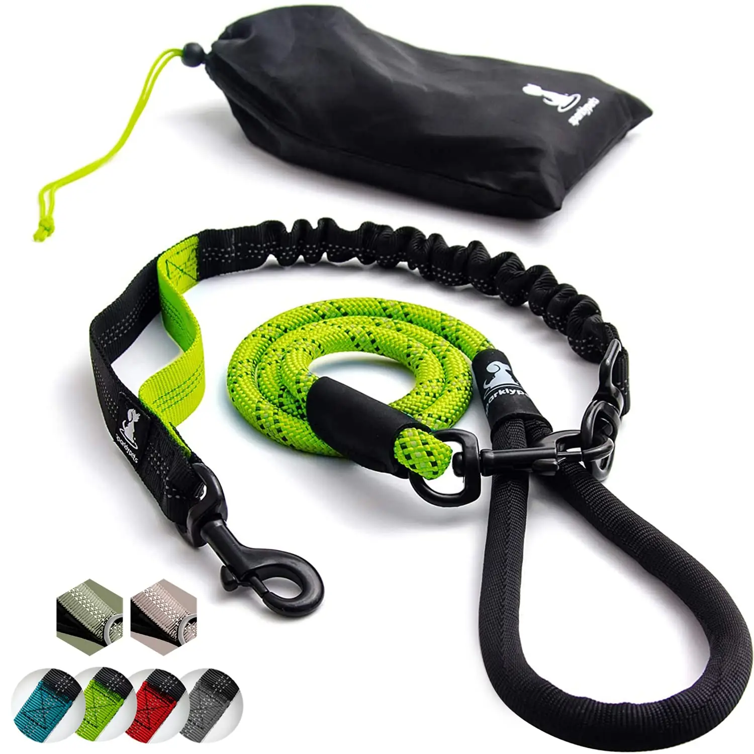 SparklyPets RL elastne jalutusrihm eesvaates roheline