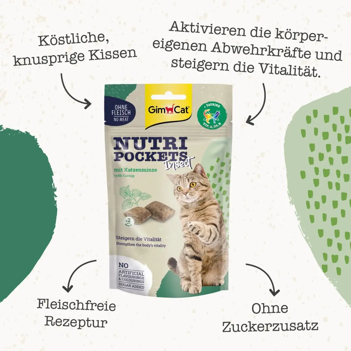 Krõmpsuvad pelletid Nutri Pockets käes