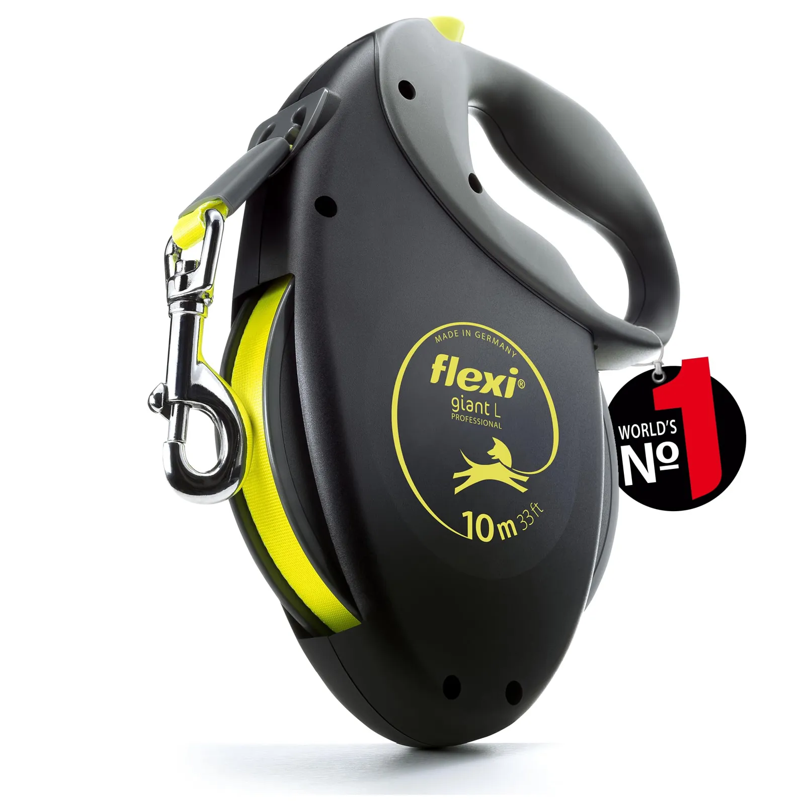 flexi Giant Professional L rulloonrihm must ja neoonkollane