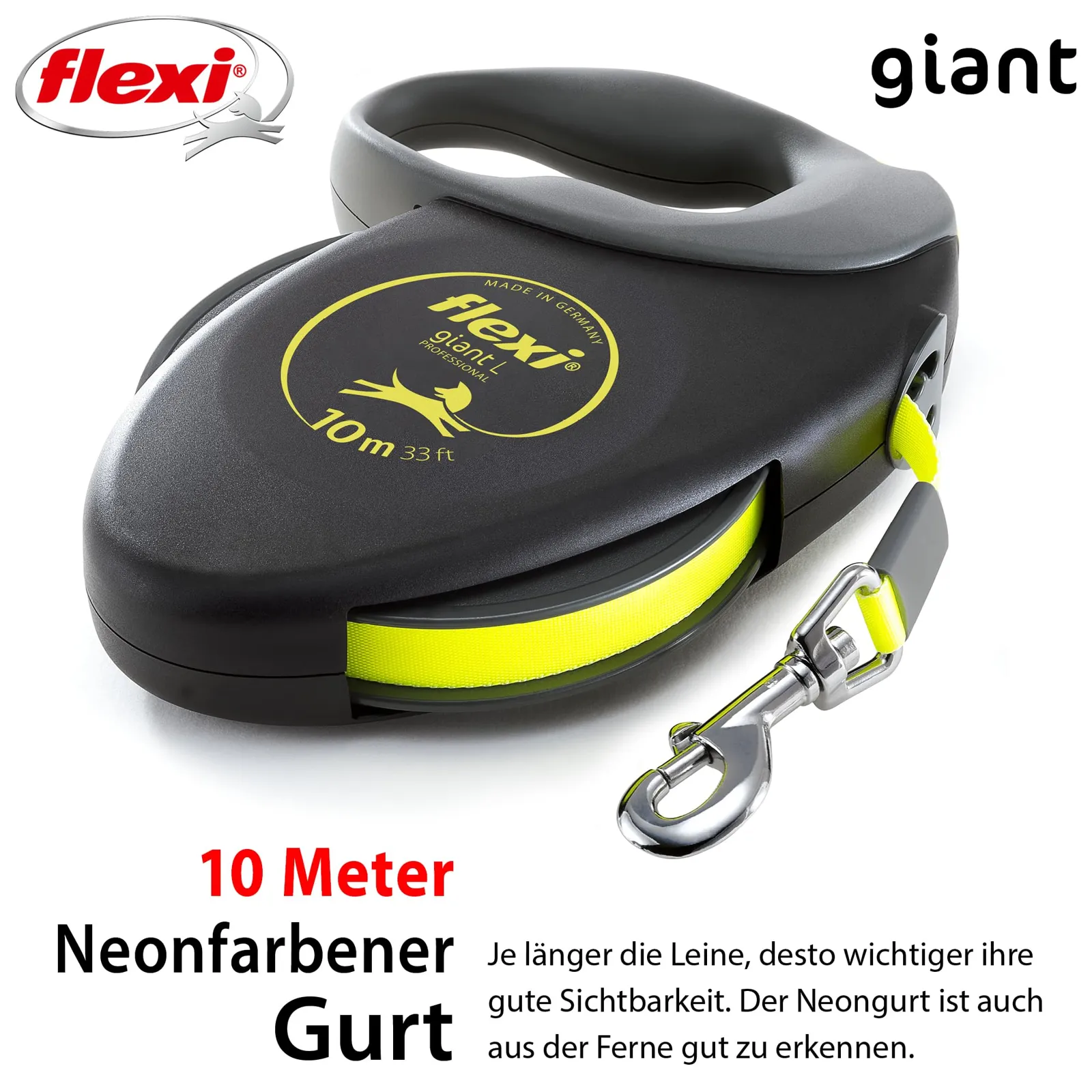 flexi Giant rihm pealtvaates, 10 m neoonkollane lint