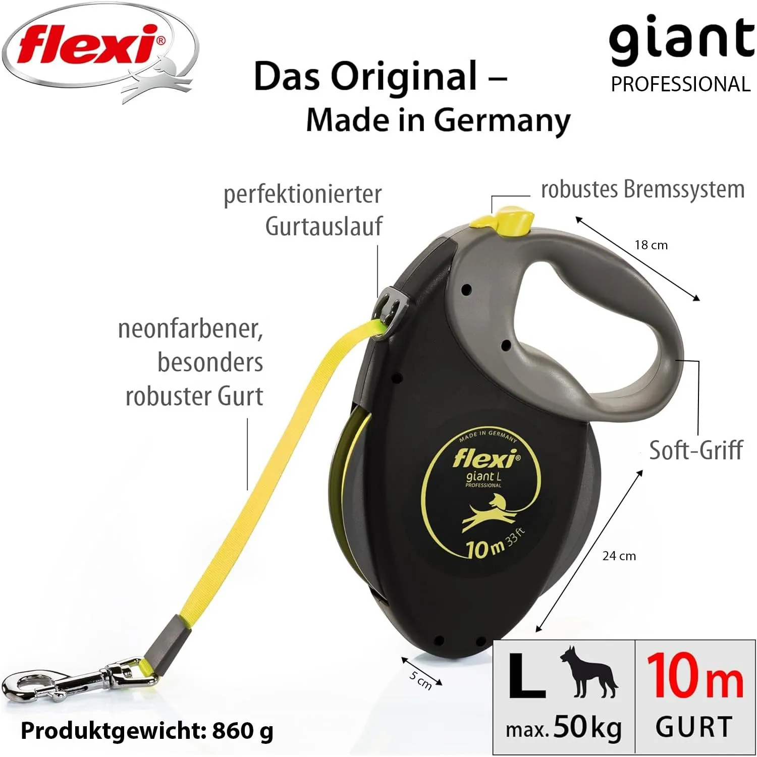 flexi Giant Professional rihma pidurisüsteem ja pehme käepide